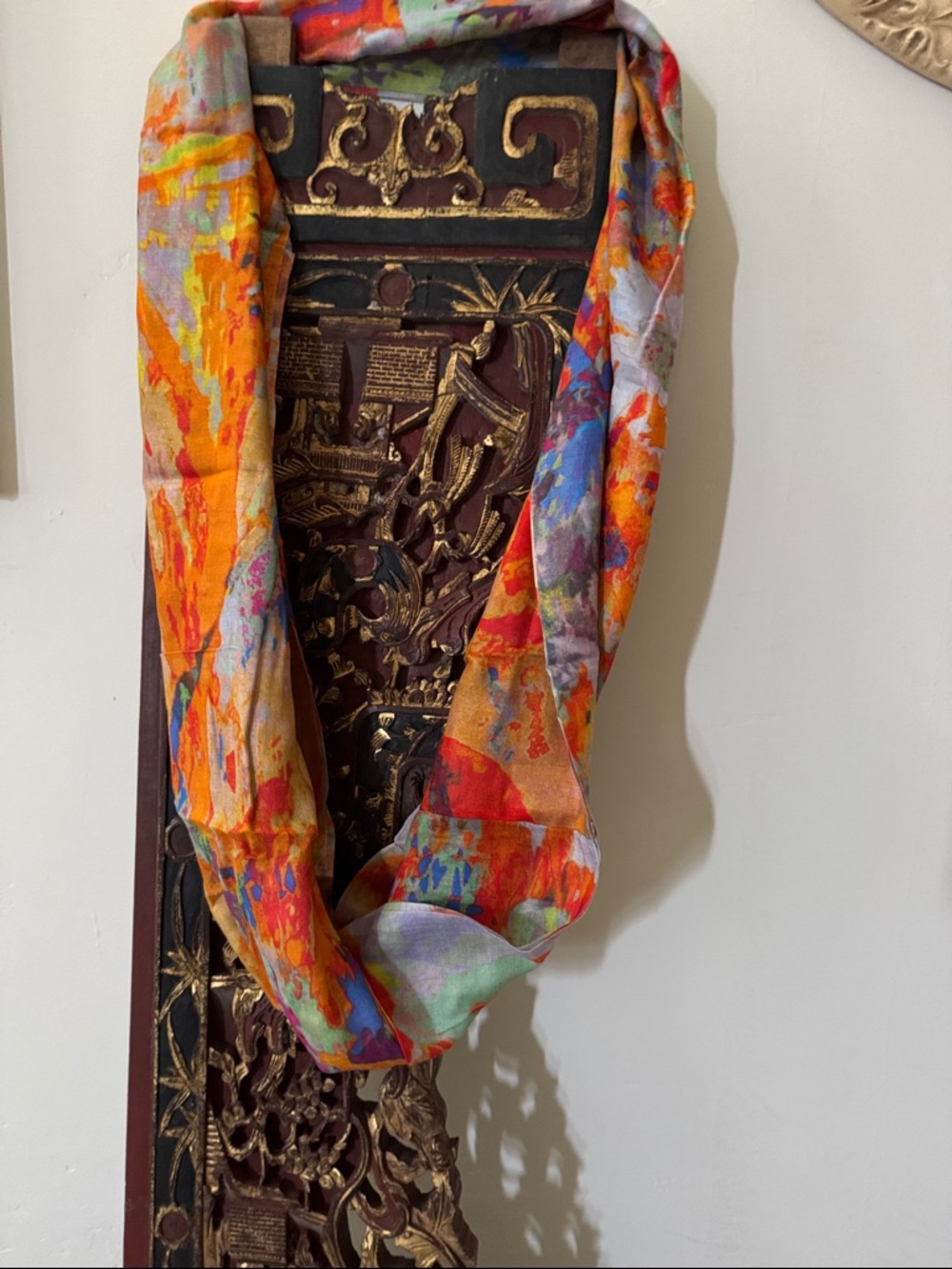 Vibrant Multicolor Floral Print Lightweight Scarf